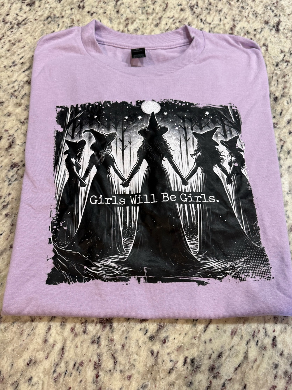Gildan purple XL Tee. Girls will be girls. New. Halloween.